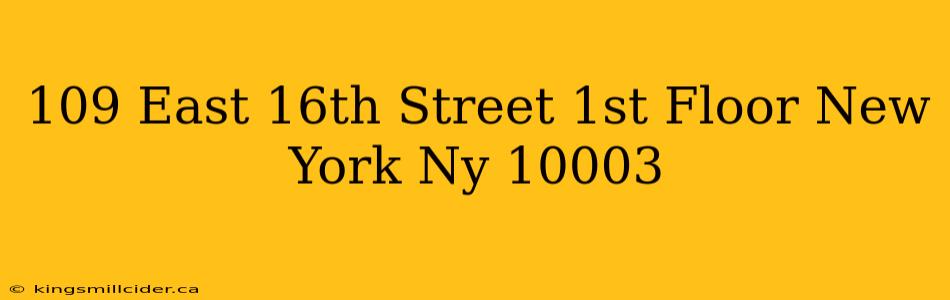 109 East 16th Street 1st Floor New York Ny 10003