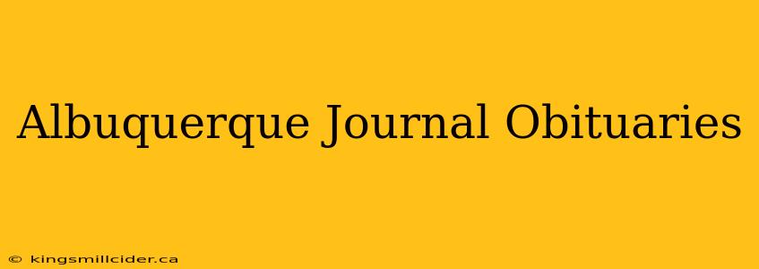 Albuquerque Journal Obituaries