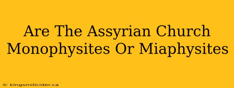 Are The Assyrian Church Monophysites Or Miaphysites