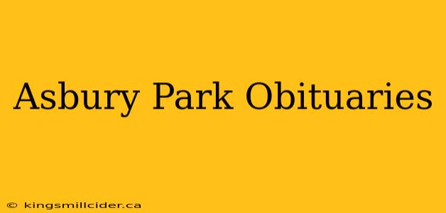 Asbury Park Obituaries