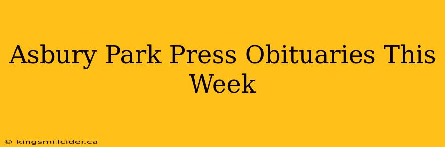 Asbury Park Press Obituaries This Week