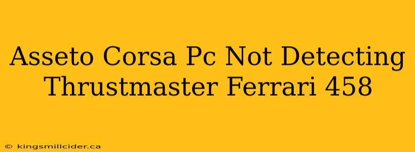 Asseto Corsa Pc Not Detecting Thrustmaster Ferrari 458