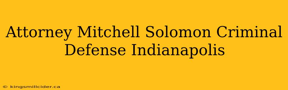 Attorney Mitchell Solomon Criminal Defense Indianapolis