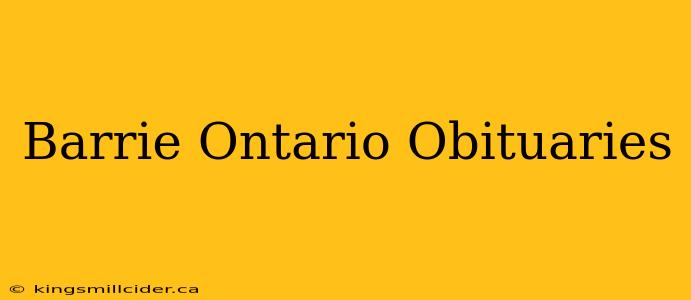 Barrie Ontario Obituaries