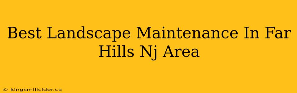 Best Landscape Maintenance In Far Hills Nj Area