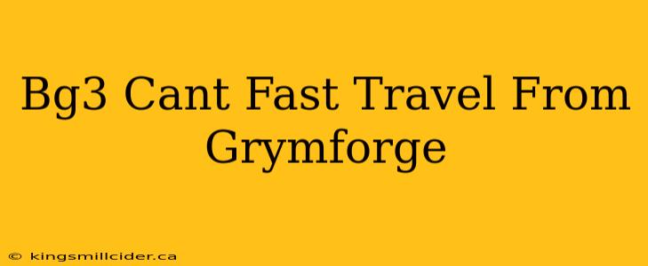 Bg3 Cant Fast Travel From Grymforge