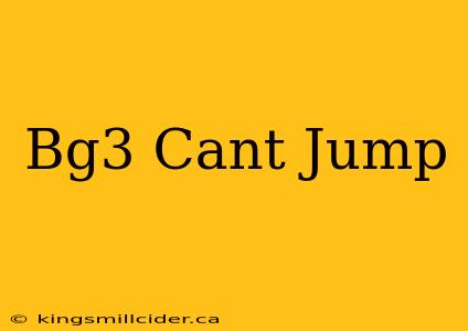 Bg3 Cant Jump