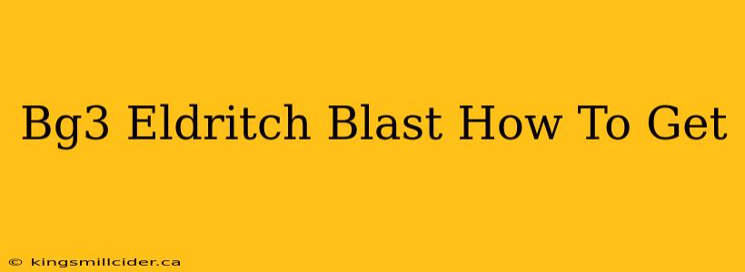 Bg3 Eldritch Blast How To Get