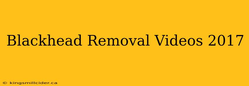 Blackhead Removal Videos 2017