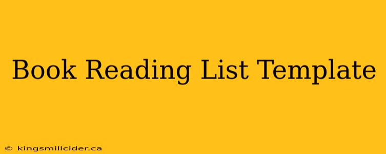 Book Reading List Template