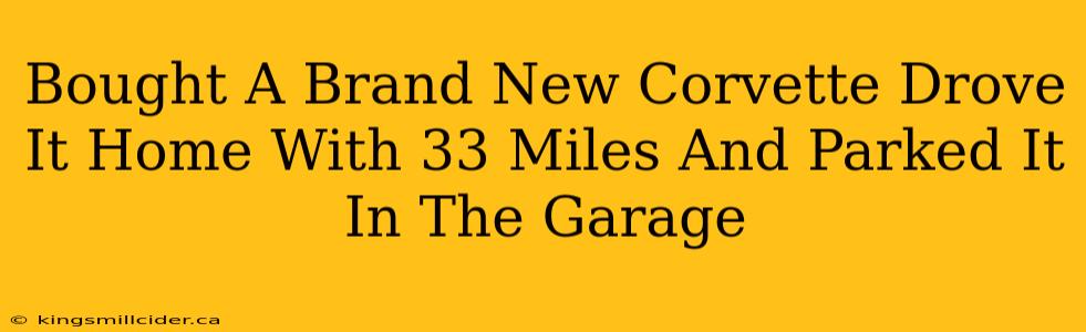 Bought A Brand New Corvette Drove It Home With 33 Miles And Parked It In The Garage