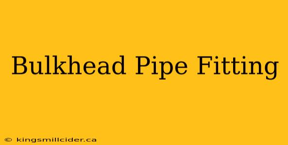 Bulkhead Pipe Fitting