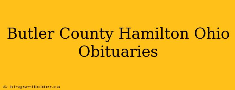 Butler County Hamilton Ohio Obituaries