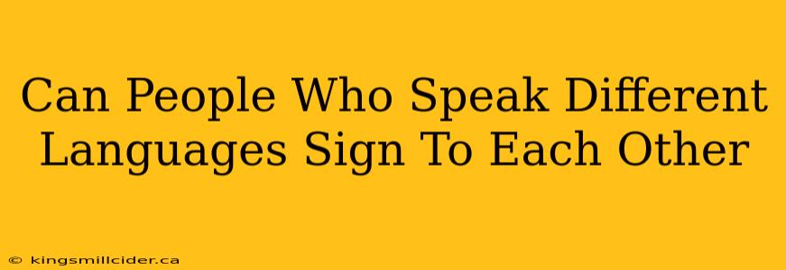 Can People Who Speak Different Languages Sign To Each Other