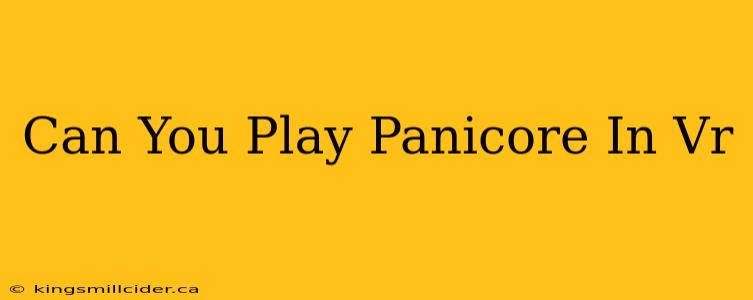 Can You Play Panicore In Vr