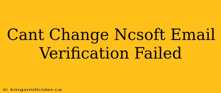 Cant Change Ncsoft Email Verification Failed