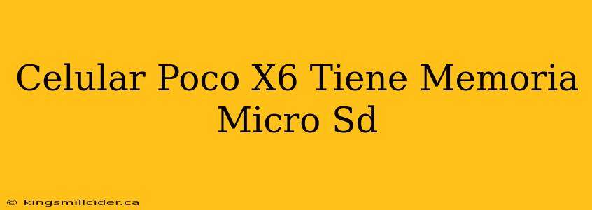 Celular Poco X6 Tiene Memoria Micro Sd