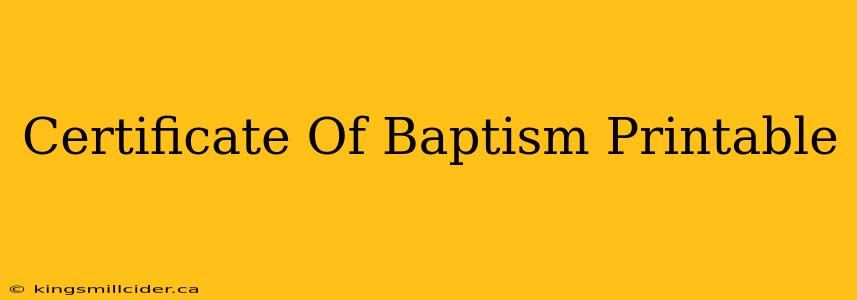 Certificate Of Baptism Printable