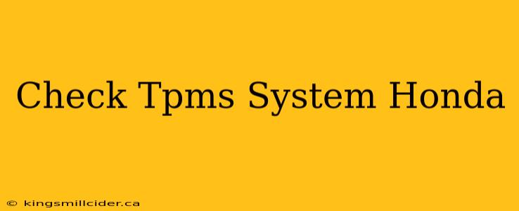 Check Tpms System Honda