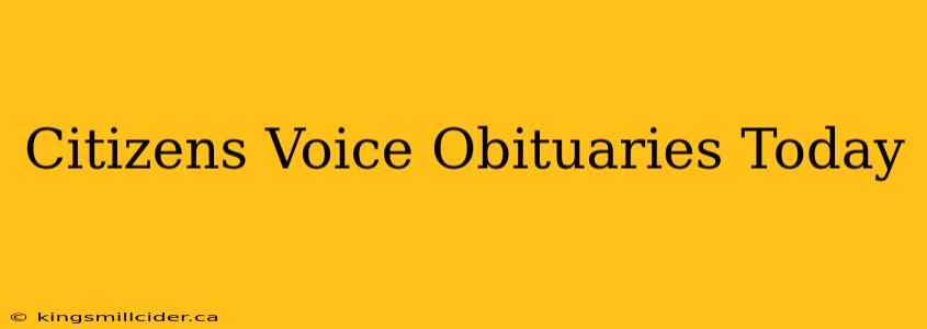 Citizens Voice Obituaries Today