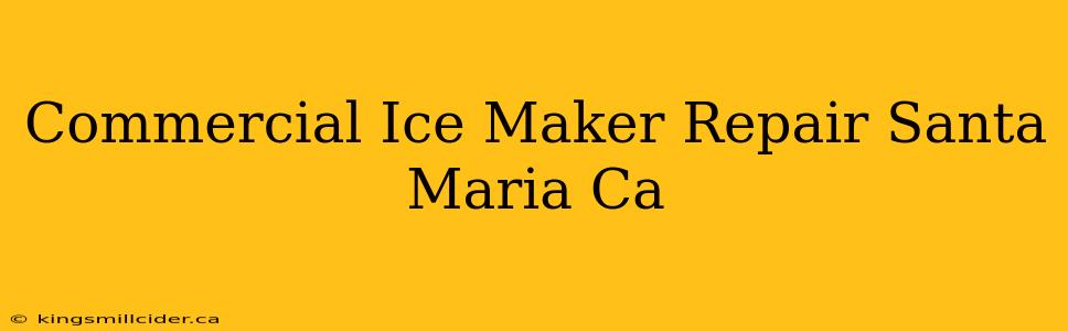 Commercial Ice Maker Repair Santa Maria Ca