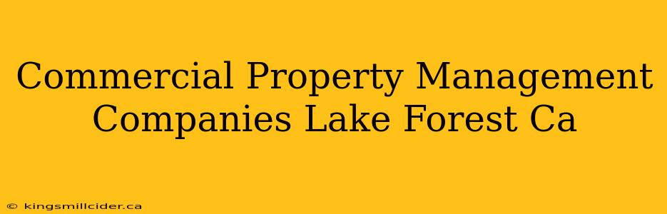 Commercial Property Management Companies Lake Forest Ca