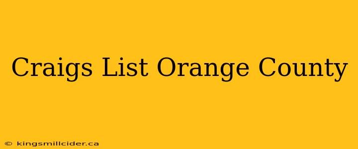 Craigs List Orange County