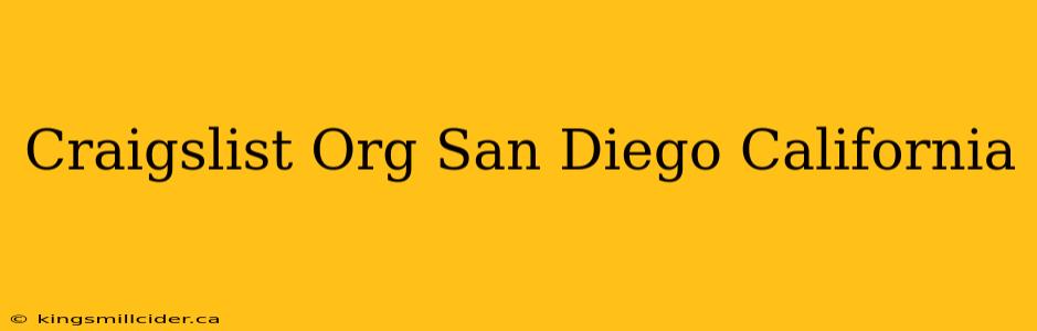 Craigslist Org San Diego California