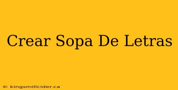 Crear Sopa De Letras