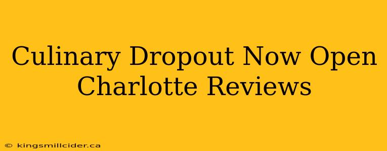 Culinary Dropout Now Open Charlotte Reviews