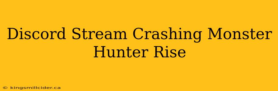 Discord Stream Crashing Monster Hunter Rise