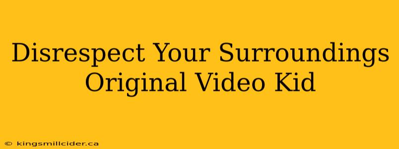 Disrespect Your Surroundings Original Video Kid