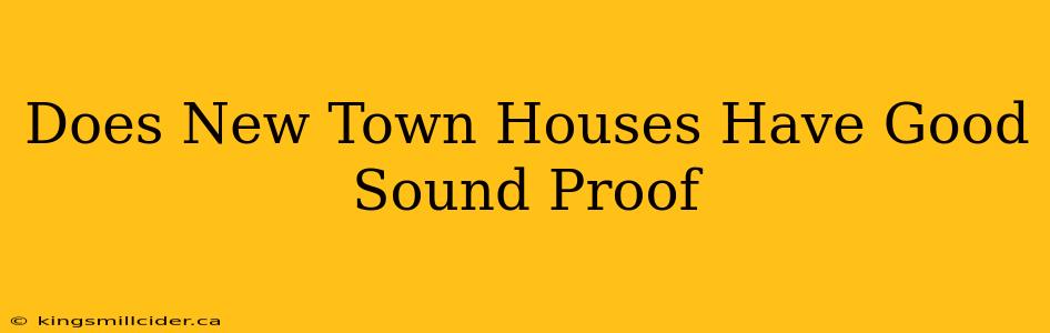 Does New Town Houses Have Good Sound Proof