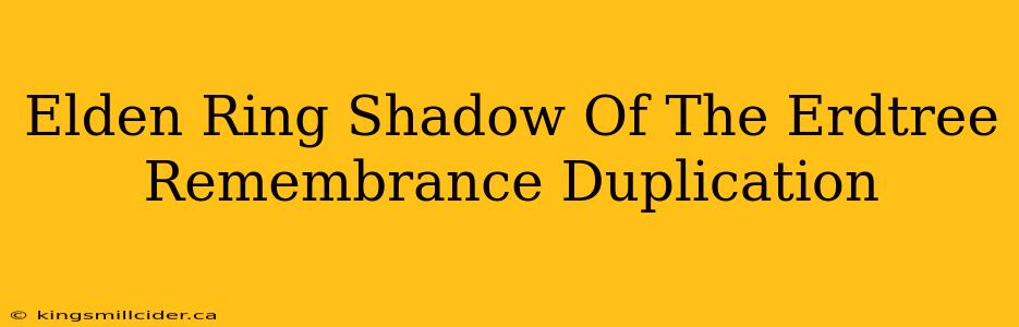 Elden Ring Shadow Of The Erdtree Remembrance Duplication