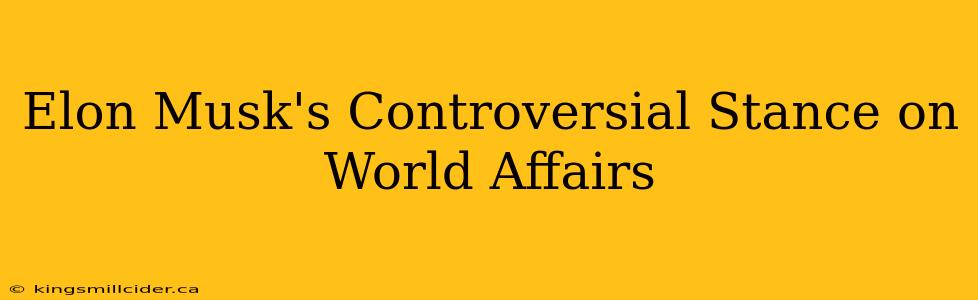 Elon Musk's Controversial Stance on World Affairs