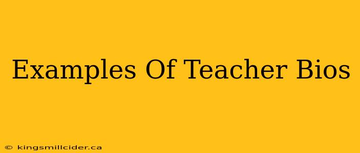 Examples Of Teacher Bios