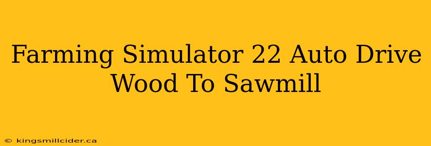 Farming Simulator 22 Auto Drive Wood To Sawmill