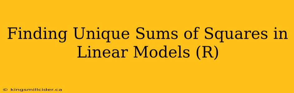 Finding Unique Sums of Squares in Linear Models (R)