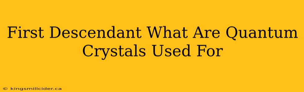 First Descendant What Are Quantum Crystals Used For