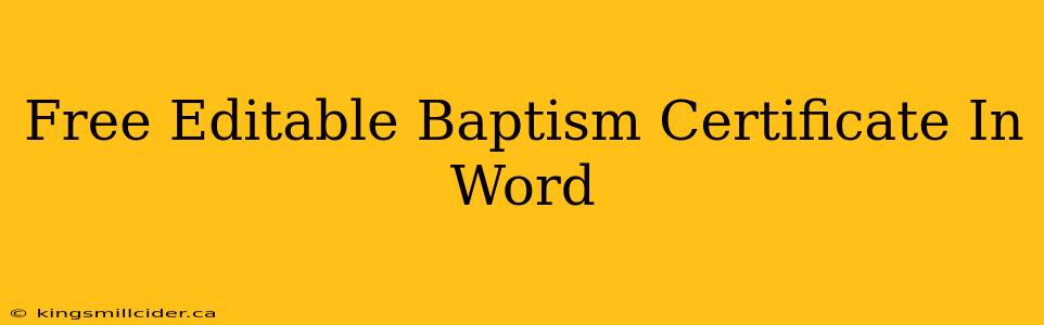 Free Editable Baptism Certificate In Word