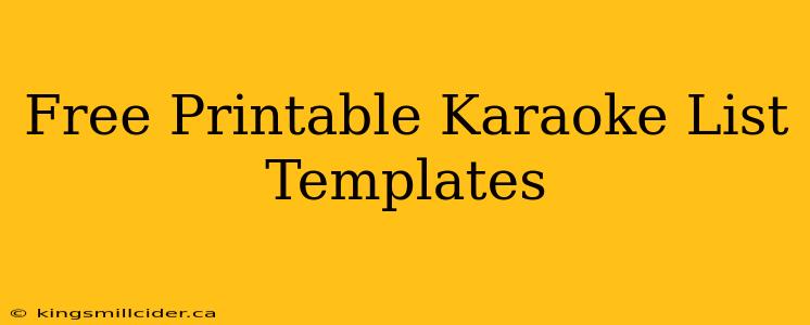 Free Printable Karaoke List Templates