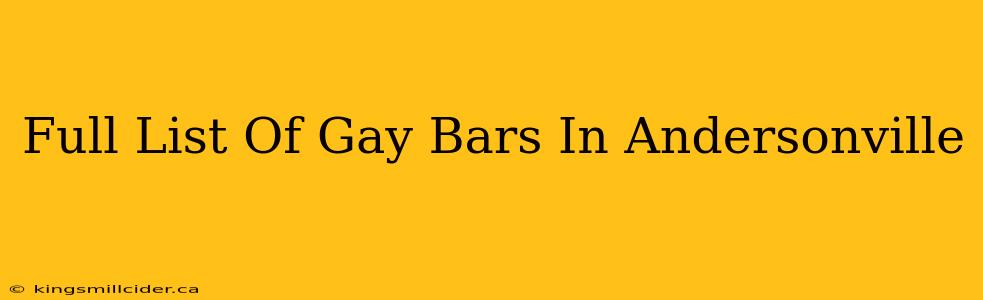 Full List Of Gay Bars In Andersonville