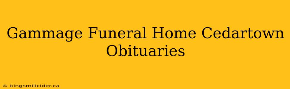 Gammage Funeral Home Cedartown Obituaries