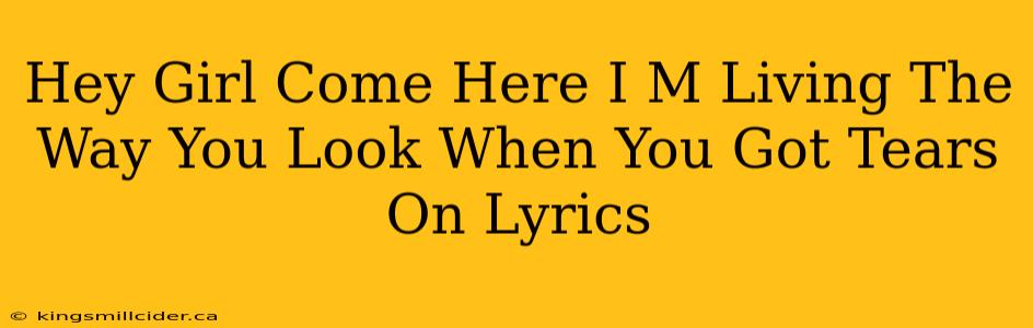 Hey Girl Come Here I M Living The Way You Look When You Got Tears On Lyrics