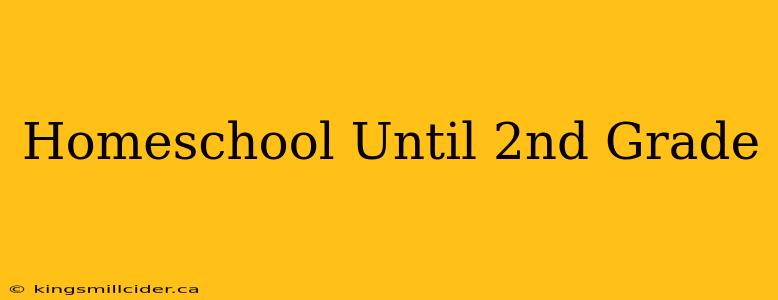 Homeschool Until 2nd Grade