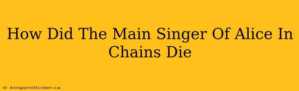 How Did The Main Singer Of Alice In Chains Die