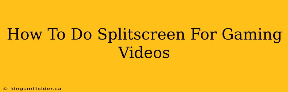 How To Do Splitscreen For Gaming Videos