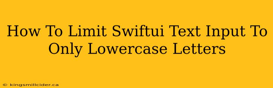 How To Limit Swiftui Text Input To Only Lowercase Letters