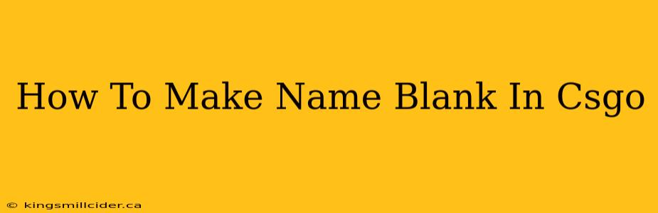 How To Make Name Blank In Csgo