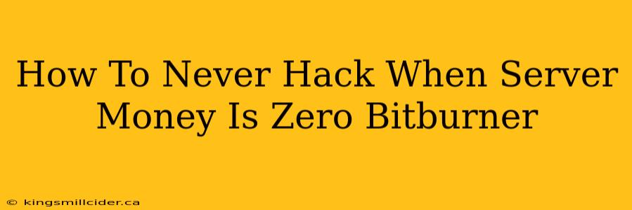 How To Never Hack When Server Money Is Zero Bitburner